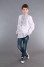 Embroidered shirt for a boy "Tvorimyr" in white with gray ornament