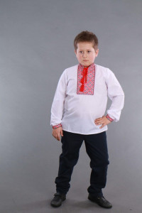 Вышиванка для мальчика «Иван» с красным орнаментом