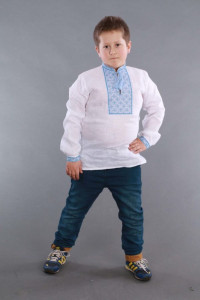 Вышиванка для мальчика «Иван» с голубым орнаментом