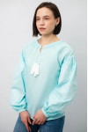 Embroidered shirt "Magia" mint color with white ornament