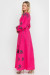 Вышитое платье «Роза» розового цвета с черно-белым орнаментом