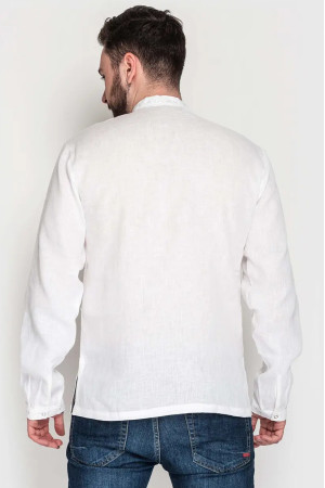 Вышиванка мужская «Яровит» белого цвета с белым орнаментом