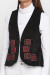 Камізелька «Гармонія» чорного кольору з біло-червоною вишивкою (велюр)