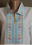 Вышиванка "Зореслава" с голубым орнаментом