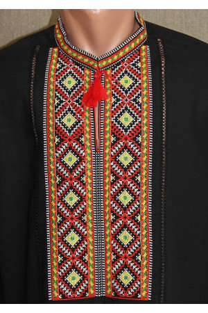 Вышиванка черная "Котигорошко" с красным орнаментом