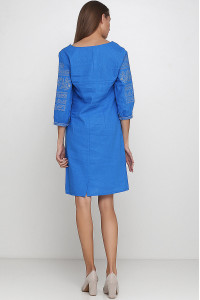 Платье «Говерлянка» цвета электрик с синим орнаментом