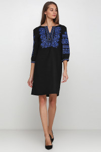 Сукня «Говерлянка» чорного кольору з синім орнаментом