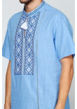 Вишиванка «Котигорошко» блакитна з вишивкою білого кольору КР