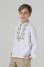 Embroidered shirt for a boy "Flowers of Life" in white with olive ornament