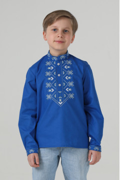 Вишиванка для хлопчика «Квіти життя» синього кольору