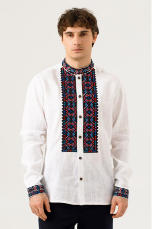 Men's embroidered shirt "Podilska-temna" white