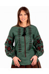 Вышиванка «Гаина» зеленого цвета