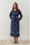 Embroidered dress "Zoryana" in dark blue