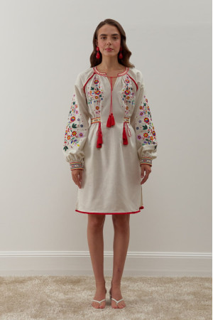 Вишита сукня «Яворина» молочного кольору
