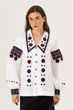 Вишиванка «Подільська-темна» білого кольору