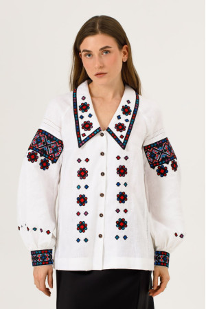 Вишиванка «Подільська-темна» білого кольору