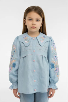 Embroidered dress for girls "Orysya" blue