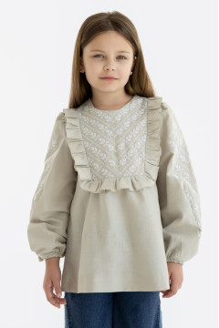 Вишиванка для дівчинки «Соля» бежевого кольору