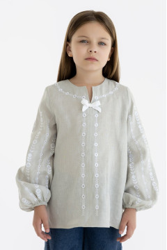 Вишиванка для дівчинки «Славна» бежевого кольору