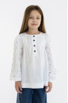 Вышиванка для девочки «Мирослава» белого цвета с бордовым орнаментом