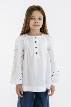 Вишиванка для дівчинки «Мирослава» білого кольору з бордовим орнаментом