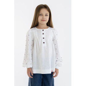 Вишиванка для дівчинки «Мирослава» білого кольору з бордовим орнаментом