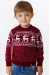 Свитер для мальчика «Рождественский» с оленями бордового цвета