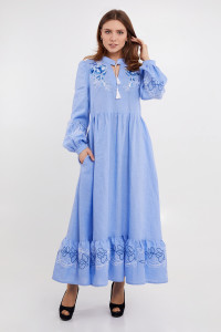 Платье «Пиона» голубого цвета