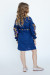 Платье для девочки «Яркие петушки» синего цвета