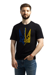 Мужская футболка «Тризуб-абстракция» черного цвета