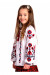 Вишиванка для дівчинки «Юстинка» білого кольору з червоно-чорного вишивкою