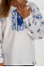 Вышиванка для девочки «София» белого цвета с голубой вышивкой