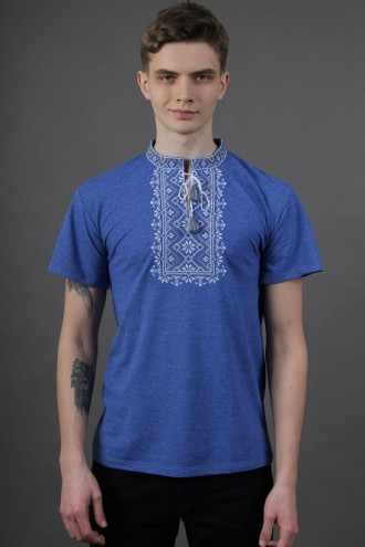 T-shirt "Zorepad" in blue denim with gray ornament