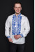 Мужская вышиванка «Всеволод» белого цвета с синим орнаментом
