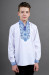 Вышиванка для мальчика «Подполковник» белого цвета с синим орнаментом