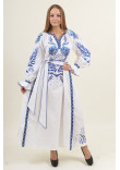 Сукня «Либідь» білого кольору з синім орнаментом