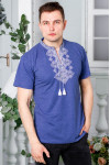 T-shirt "Bazhan" in denim color with gray ornament