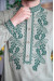 Мужская вышиванка «Мощь» цвета хаки с зеленым орнаментом