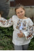 Вышиванка для девочки «Кукушечка» белого цвета с коричневым орнаментом