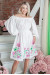 Платье «Эмилия» белого цвета с розовым орнаментом