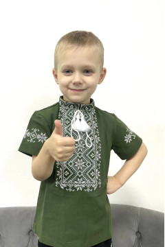 T-shirt for boys "Zoryanchik" khaki with white ornament