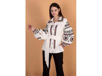 Вишиванка «Сокальська ружа» білого кольору