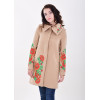 Demi-season coat "Bouquet of poppies" beige
