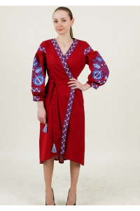Сукня-халат «Дерево життя» бордового кольору