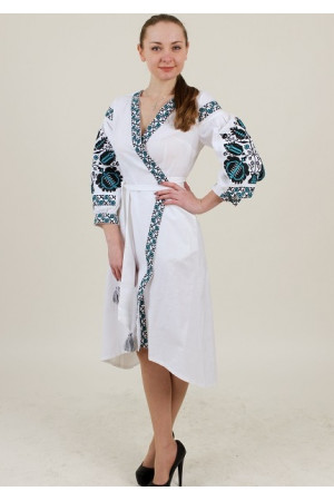 Платье-халат «Дерево жизни» белого цвета
