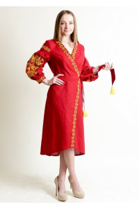 Платье-халат «Ява» красного цвета