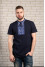 T-shirt "Tradition" dark blue with white and blue ornament KR