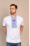 T-shirt "Tradition" white with blue-blue ornament KR