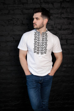 "Yarylo" T-shirt, white with black ornament