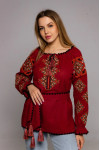 Embroidered "Constellation" dark red with red ornament